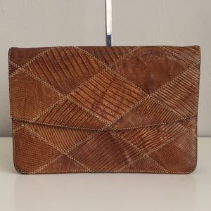 Vintage snake & crocodile triangles patchwork bag